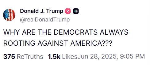 特朗普质问民主党反美立场