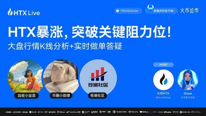 火币HTX将于7月31日举办HTX暴涨主题直播活动